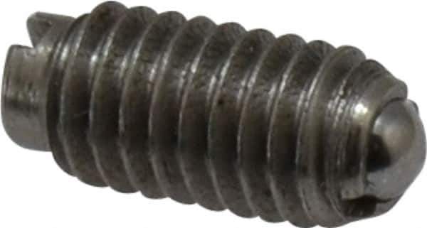Gibraltar - 8-36, 0.093" Ball Diam, 11/32" Body Length, 0.025" Max Ball Reach, Threaded Ball Plunger - Steel Body, Steel Ball, 0.5 Lb Initial End Force, 1.25 Lb Final End Force - USA Tool & Supply
