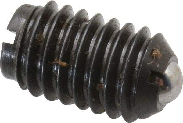Gibraltar - 3/8-16, 0.187" Ball Diam, 5/8" Body Length, 0.048" Max Ball Reach, Threaded Ball Plunger - Steel Body, Steel Ball, 5 Lb Initial End Force, 10 Lb Final End Force - USA Tool & Supply
