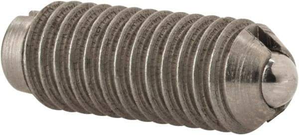 Gibraltar - 10-32, 0.093" Ball Diam, 33/64" Body Length, 0.025" Max Ball Reach, Threaded Ball Plunger - Stainless Steel Body, Stainless Steel Ball, 2 Lb Initial End Force, 5 Lb Final End Force - USA Tool & Supply