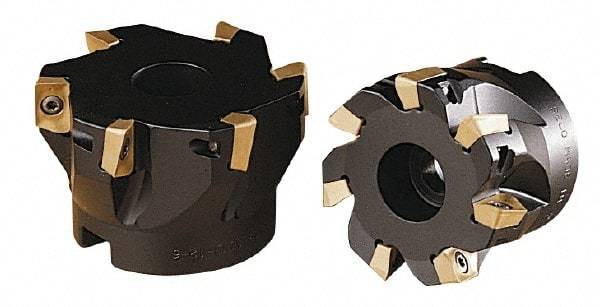 Kennametal - 6 Inserts, 3" Cut Diam, 1" Arbor Diam, 0.6" Max Depth of Cut, Indexable Square-Shoulder Face Mill - 0/90° Lead Angle, 1.96" High, AP.T 1604.., AP.W 1604.. & APEX 1604.. Insert Compatibility, Through Coolant, Series 7690 VA 16 - USA Tool & Supply