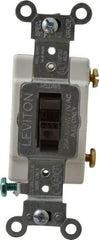 Leviton - 1 Pole, 120 to 277 VAC, 20 Amp, Commercial Grade, Toggle, Wall and Dimmer Light Switch - 1.31 Inch Wide x 4.06 Inch High - USA Tool & Supply