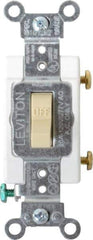 Leviton - 1 Pole, 120 to 277 VAC, 20 Amp, Commercial Grade, Toggle, Wall and Dimmer Light Switch - 1.31 Inch Wide x 4.06 Inch High - USA Tool & Supply