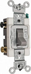 Leviton - 2 Pole, 120 to 277 VAC, 20 Amp, Commercial Grade, Toggle, Wall and Dimmer Light Switch - 1.31 Inch Wide x 4.06 Inch High - USA Tool & Supply