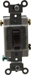 Leviton - 3 Pole, 120 to 277 VAC, 15 Amp, Commercial Grade, Toggle, Wall and Dimmer Light Switch - 1.31 Inch Wide x 4.06 Inch High - USA Tool & Supply