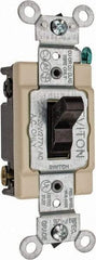 Leviton - 4 Pole, 120 to 277 VAC, 20 Amp, Commercial Grade, Toggle, Wall and Dimmer Light Switch - 1.31 Inch Wide x 4.06 Inch High - USA Tool & Supply