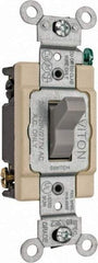 Leviton - 4 Pole, 120 to 277 VAC, 20 Amp, Commercial Grade, Toggle, Wall and Dimmer Light Switch - 1.31 Inch Wide x 4.06 Inch High - USA Tool & Supply