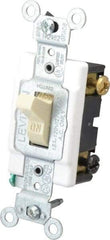 Leviton - 1 Pole, 120 to 277 VAC, 15 Amp, Commercial Grade, Toggle, Wall and Dimmer Light Switch - 1.31 Inch Wide x 4.06 Inch High - USA Tool & Supply