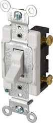 Leviton - 1 Pole, 120 to 277 VAC, 15 Amp, Commercial Grade, Toggle, Wall and Dimmer Light Switch - 1.31 Inch Wide x 4.06 Inch High - USA Tool & Supply