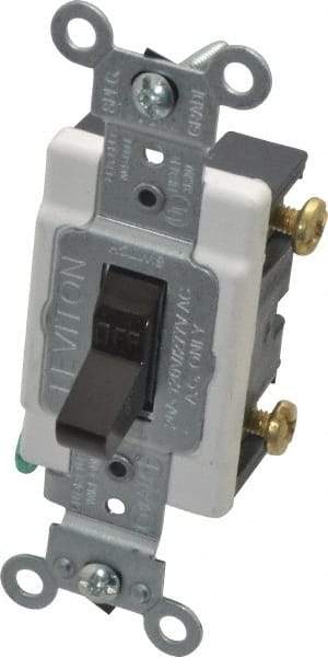 Leviton - 1 Pole, 120 to 277 VAC, 20 Amp, Commercial Grade, Toggle, Wall and Dimmer Light Switch - 1.31 Inch Wide x 4.06 Inch High - USA Tool & Supply