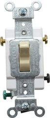 Leviton - 3 Pole, 120 to 277 VAC, 15 Amp, Commercial Grade, Toggle, Wall and Dimmer Light Switch - 1.31 Inch Wide x 4.06 Inch High - USA Tool & Supply