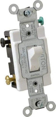 Leviton - 3 Pole, 120 to 277 VAC, 20 Amp, Commercial Grade, Toggle, Wall and Dimmer Light Switch - 1.31 Inch Wide x 4.06 Inch High - USA Tool & Supply