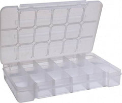 Akro-Mils - 9-1/2" Wide x 14-3/8" High x 2-1/2" Deep, Small Parts Storage Case - Clarified Polypropylene Frame, 3 to 18 Compartments, 2-7/8" Wide x 2-3/8 to 14" High x 2" Deep Bin - USA Tool & Supply