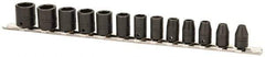 Proto - 13 Piece 1/4" Drive Impact Socket Set - 6 Points, 4mm to 10mm Range, Metric Measurement Standard - USA Tool & Supply