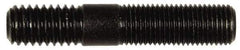 Dorman - 3/8-24 Long Thread, 3/8-16 Short Thread, 2" OAL Unequal Double Threaded Stud - Steel, Black Oxide Finish, 1" Long Thread Length, 5/8" Short Thread Length - USA Tool & Supply