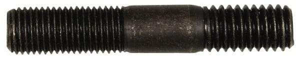 Dorman - 7/16-20 Long Thread, 7/16-14 Short Thread, 2-1/2" OAL Unequal Double Threaded Stud - Steel, Black Oxide Finish, 1" Long Thread Length, 13/16" Short Thread Length - USA Tool & Supply