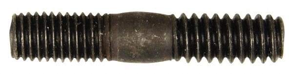 Dorman - 1/4-28 Long Thread, 1/4-20 Short Thread, 1-1/4" OAL Unequal Double Threaded Stud - Steel, Black Oxide Finish, 1/2" Long Thread Length, 1/2" Short Thread Length - USA Tool & Supply