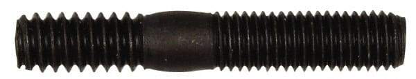 Dorman - 1/4-28 Long Thread, 1/4-20 Short Thread, 1-1/2" OAL Unequal Double Threaded Stud - Steel, Black Oxide Finish, 3/4" Long Thread Length, 1/2" Short Thread Length - USA Tool & Supply