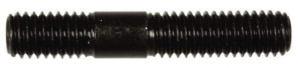 Dorman - 7/16-14 2-1/2" OAL Unequal Double Threaded Stud - Steel, Black Oxide Finish, 1-1/4" Long Thread Length, 3/4" Short Thread Length - USA Tool & Supply
