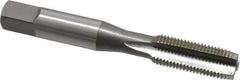 OSG - 3/8-24 UNF 3B 3 Flute Bright Finish High Speed Steel Straight Flute Standard Hand Tap - Plug, Right Hand Thread, 2-15/16" OAL, 1-1/4" Thread Length, H3 Limit, Oversize - Exact Industrial Supply