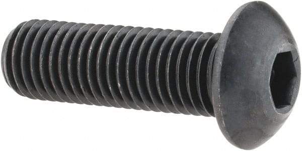 Holo-Krome - 5/16-24 UNF Hex Socket Drive, Button Screw - Alloy Steel, Black Oxide Finish, Fully Threaded, 1" Length Under Head - USA Tool & Supply