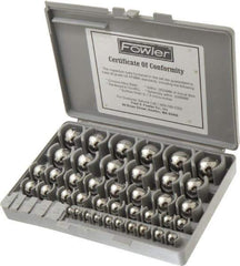 Fowler - to 1 to 25mm Diameter, Chrome Steel, Gage Ball Set - 0.0025 mm Tolerance, Grade 24 Accuracy, 63 RC Hardness, 25 Pairs - USA Tool & Supply