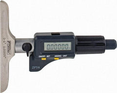 Fowler - 0 to 150mm Range, 4" Base Length, 6 Rods, Friction Thimble, Electronic Depth Micrometer - IP54, 0.00005" Resolution, 0.176" Rod Diam, 357 Battery, Data Output - USA Tool & Supply