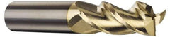 Accupro - 3 Flute Solid Carbide Roughing & Finishing Square End Mill - ZrN Finish, Straight Shank, 37° Helix, Centercutting - USA Tool & Supply