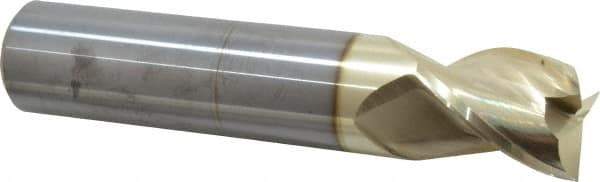Accupro - 1", 1-1/4" LOC, 1" Shank Diam, 5" OAL, 3 Flute, Solid Carbide Square End Mill - Single End, ZrN Finish, Spiral Flute, 37° Helix, Centercutting, Right Hand Cut, Right Hand Flute - USA Tool & Supply