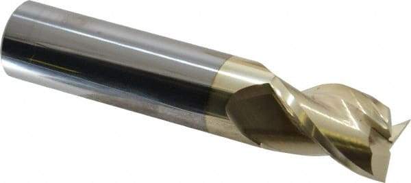 Accupro - 1", 1-1/2" LOC, 1" Shank Diam, 5" OAL, 3 Flute, Solid Carbide Square End Mill - Single End, ZrN Finish, Spiral Flute, 37° Helix, Centercutting, Right Hand Cut, Right Hand Flute - USA Tool & Supply