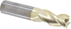 Accupro - 1", 2" LOC, 1" Shank Diam, 5" OAL, 3 Flute, Solid Carbide Square End Mill - Single End, ZrN Finish, Spiral Flute, 37° Helix, Centercutting, Right Hand Cut, Right Hand Flute - USA Tool & Supply