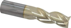 Accupro - 1", 2-1/2" LOC, 1" Shank Diam, 5" OAL, 3 Flute, Solid Carbide Square End Mill - Single End, ZrN Finish, Spiral Flute, 37° Helix, Centercutting, Right Hand Cut, Right Hand Flute - USA Tool & Supply
