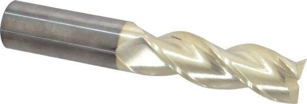 Accupro - 1", 3" LOC, 1" Shank Diam, 6" OAL, 3 Flute, Solid Carbide Square End Mill - Single End, ZrN Finish, Spiral Flute, 37° Helix, Centercutting, Right Hand Cut, Right Hand Flute - USA Tool & Supply