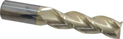 Accupro - 1", 3-1/2" LOC, 1" Shank Diam, 6" OAL, 3 Flute, Solid Carbide Square End Mill - Single End, ZrN Finish, Spiral Flute, 37° Helix, Centercutting, Right Hand Cut, Right Hand Flute - USA Tool & Supply