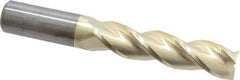 Accupro - 1", 4-1/8" LOC, 1" Shank Diam, 7" OAL, 3 Flute, Solid Carbide Square End Mill - Single End, ZrN Finish, Spiral Flute, 37° Helix, Centercutting, Right Hand Cut, Right Hand Flute - USA Tool & Supply