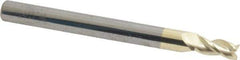 Accupro - 5/32", 5/16" LOC, 3/16" Shank Diam, 2" OAL, 3 Flute, Solid Carbide Square End Mill - Single End, ZrN Finish, Spiral Flute, 37° Helix, Centercutting, Right Hand Cut, Right Hand Flute - USA Tool & Supply