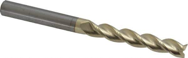 Accupro - 1/4", 1-1/2" LOC, 1/4" Shank Diam, 3" OAL, 3 Flute, Solid Carbide Square End Mill - Single End, ZrN Finish, Spiral Flute, 37° Helix, Centercutting, Right Hand Cut, Right Hand Flute - USA Tool & Supply
