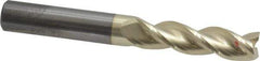 Accupro - 5/16", 1-1/8" LOC, 5/16" Shank Diam, 2-1/2" OAL, 3 Flute, Solid Carbide Square End Mill - Single End, ZrN Finish, Spiral Flute, 37° Helix, Centercutting, Right Hand Cut, Right Hand Flute - USA Tool & Supply