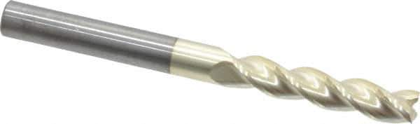 Accupro - 5/16", 1-1/2" LOC, 5/16" Shank Diam, 3-1/2" OAL, 3 Flute, Solid Carbide Square End Mill - Single End, ZrN Finish, Spiral Flute, 37° Helix, Centercutting, Right Hand Cut, Right Hand Flute - USA Tool & Supply