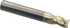 Accupro - 11/32", 1/2" LOC, 3/8" Shank Diam, 2-1/2" OAL, 3 Flute, Solid Carbide Square End Mill - Single End, ZrN Finish, Spiral Flute, 37° Helix, Centercutting, Right Hand Cut, Right Hand Flute - USA Tool & Supply