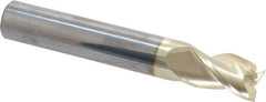Accupro - 3/8", 5/8" LOC, 3/8" Shank Diam, 2-1/2" OAL, 3 Flute, Solid Carbide Square End Mill - Single End, ZrN Finish, Spiral Flute, 37° Helix, Centercutting, Right Hand Cut, Right Hand Flute - USA Tool & Supply