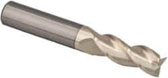 Accupro - 1/2", 3 Flute, Single End, Solid Carbide, 1/8" Corner Radius End Mill - 3" OAL, 37° Helix, Right Hand Flute, 1-1/4" LOC, Right Hand Cut - USA Tool & Supply