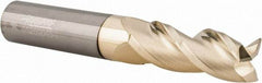 Accupro - 3/8", 1" LOC, 3/8" Shank Diam, 2-1/2" OAL, 3 Flute, Solid Carbide Square End Mill - Single End, ZrN Finish, Spiral Flute, 37° Helix, Centercutting, Right Hand Cut, Right Hand Flute - USA Tool & Supply