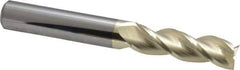 Accupro - 3/8", 1-1/4" LOC, 3/8" Shank Diam, 3" OAL, 3 Flute, Solid Carbide Square End Mill - Single End, ZrN Finish, Spiral Flute, 37° Helix, Centercutting, Right Hand Cut, Right Hand Flute - USA Tool & Supply