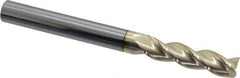 Accupro - 3/8", 1-1/2" LOC, 3/8" Shank Diam, 4" OAL, 3 Flute, Solid Carbide Square End Mill - Single End, ZrN Finish, Spiral Flute, 37° Helix, Centercutting, Right Hand Cut, Right Hand Flute - USA Tool & Supply