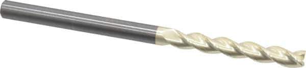Accupro - 3/8", 2-1/2" LOC, 3/8" Shank Diam, 6" OAL, 3 Flute, Solid Carbide Square End Mill - Single End, ZrN Finish, Spiral Flute, 37° Helix, Centercutting, Right Hand Cut, Right Hand Flute - USA Tool & Supply