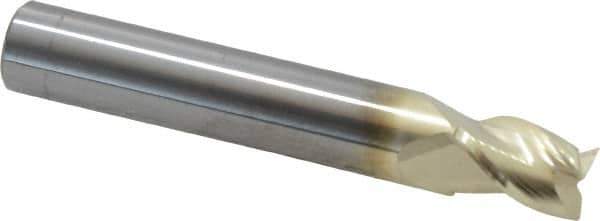 Accupro - 13/32", 9/16" LOC, 7/16" Shank Diam, 2-3/4" OAL, 3 Flute, Solid Carbide Square End Mill - Single End, ZrN Finish, Spiral Flute, 37° Helix, Centercutting, Right Hand Cut, Right Hand Flute - USA Tool & Supply