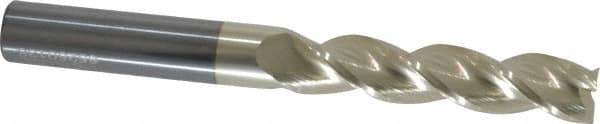 Accupro - 7/16", 2" LOC, 7/16" Shank Diam, 4" OAL, 3 Flute, Solid Carbide Square End Mill - Single End, ZrN Finish, Spiral Flute, 37° Helix, Centercutting, Right Hand Cut, Right Hand Flute - USA Tool & Supply