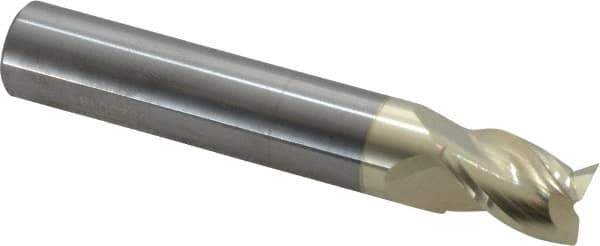 Accupro - 15/32", 5/8" LOC, 1/2" Shank Diam, 3" OAL, 3 Flute, Solid Carbide Square End Mill - Single End, ZrN Finish, Spiral Flute, 37° Helix, Centercutting, Right Hand Cut, Right Hand Flute - USA Tool & Supply