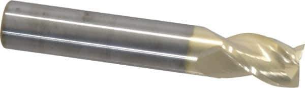 Accupro - 1/2", 3/4" LOC, 1/2" Shank Diam, 3" OAL, 3 Flute, Solid Carbide Square End Mill - Single End, ZrN Finish, Spiral Flute, 37° Helix, Centercutting, Right Hand Cut, Right Hand Flute - USA Tool & Supply