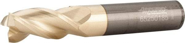 Accupro - 1/2", 1" LOC, 1/2" Shank Diam, 3" OAL, 3 Flute, Solid Carbide Square End Mill - Single End, ZrN Finish, Spiral Flute, 37° Helix, Centercutting, Right Hand Cut, Right Hand Flute - USA Tool & Supply